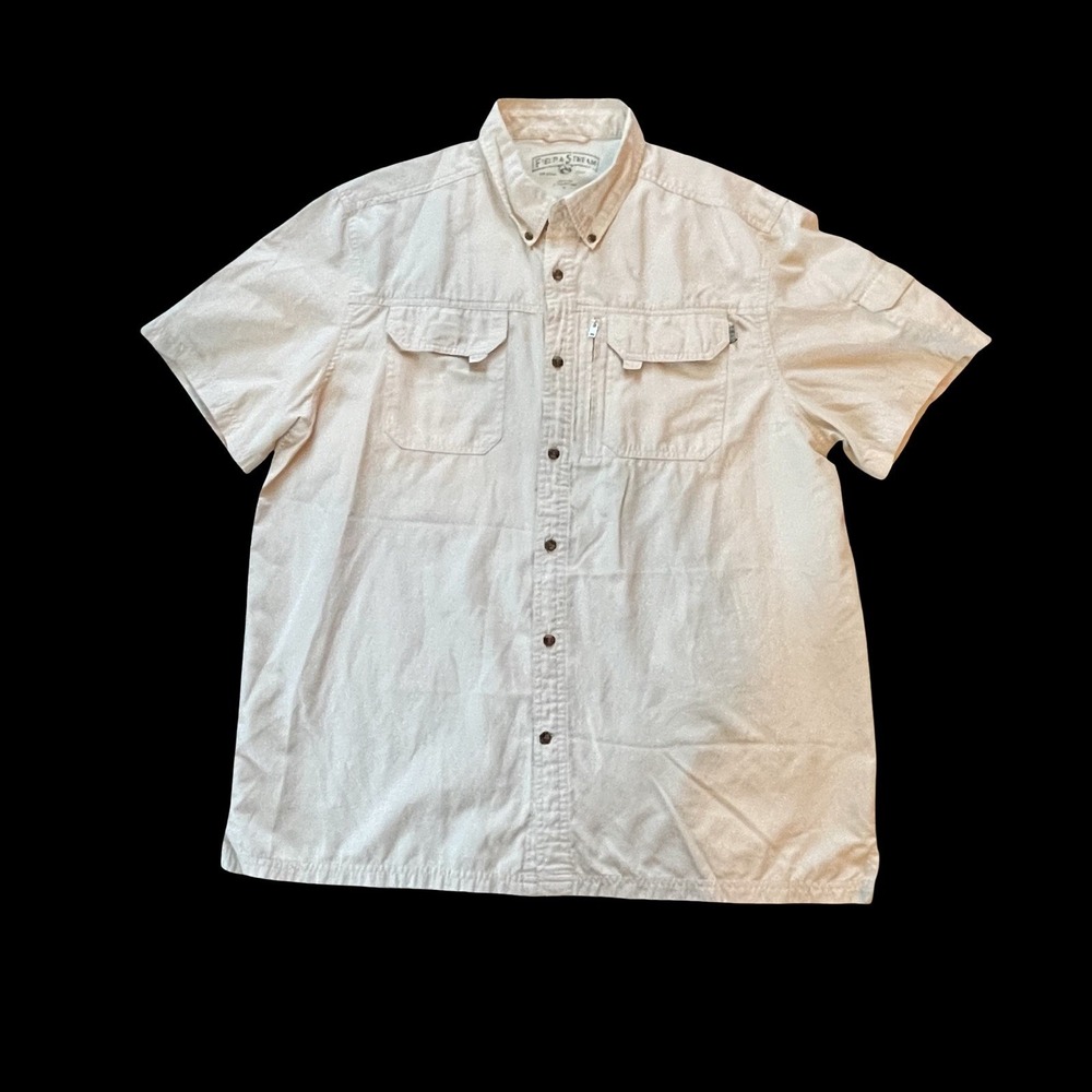 Field & Stream Shirt Mens XLarge Off White Universal Travel Lightweight Button